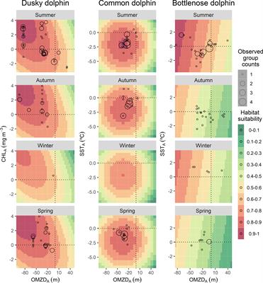 The oxygen minimum zone relative depth is a key driver of dolphin habitats in the northern Humboldt Current System